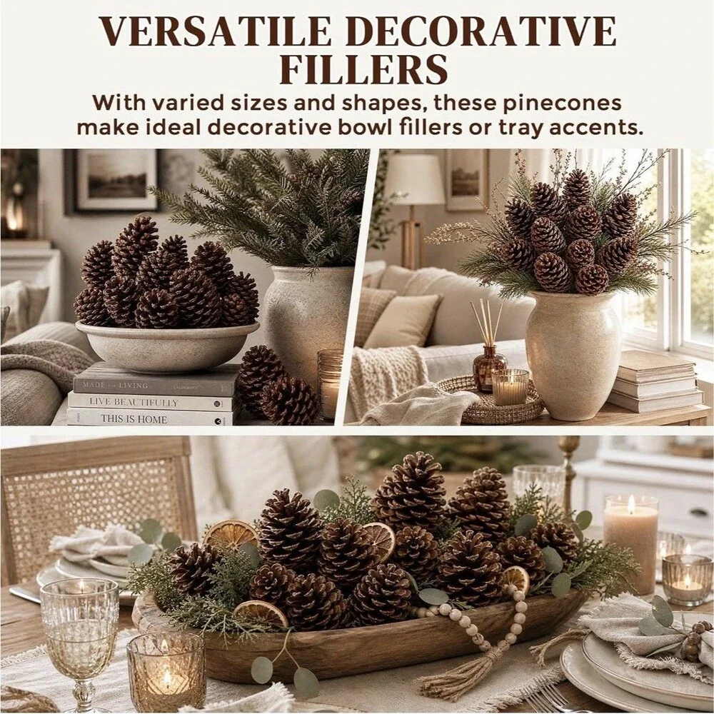 JOHOUSE 12 Large Natural Pine Cones, Pinecone Bowl Fillers (3.5